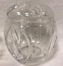 Towle Crystal Bowl & Crystal Biscuit Jar & (16) Glass Coasters