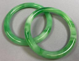 Pair of Carved Jade Bangles