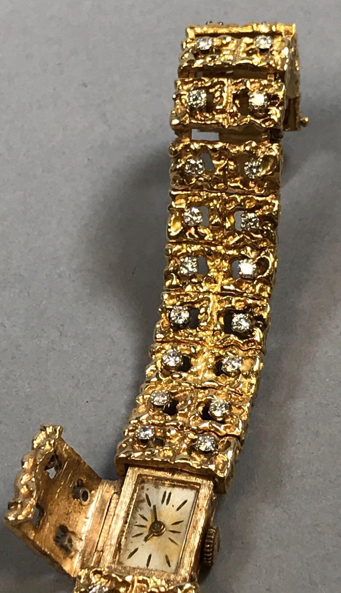 14k Gold and Diamond Hidden Face Watch (Not Working)