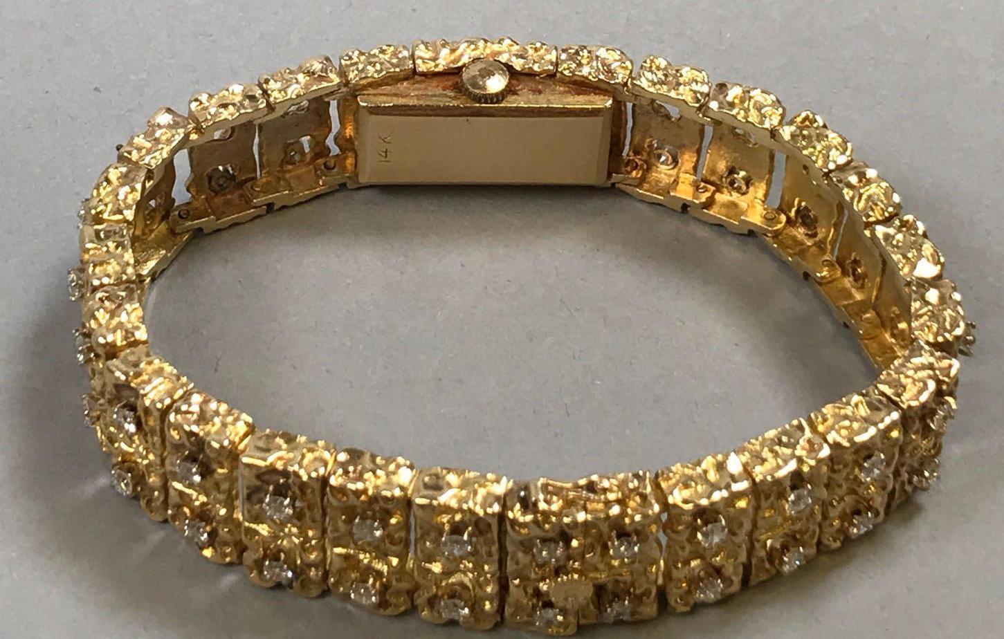 14k Gold and Diamond Hidden Face Watch (Not Working)