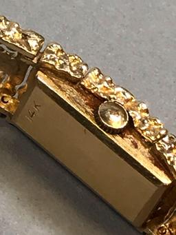 14k Gold and Diamond Hidden Face Watch (Not Working)