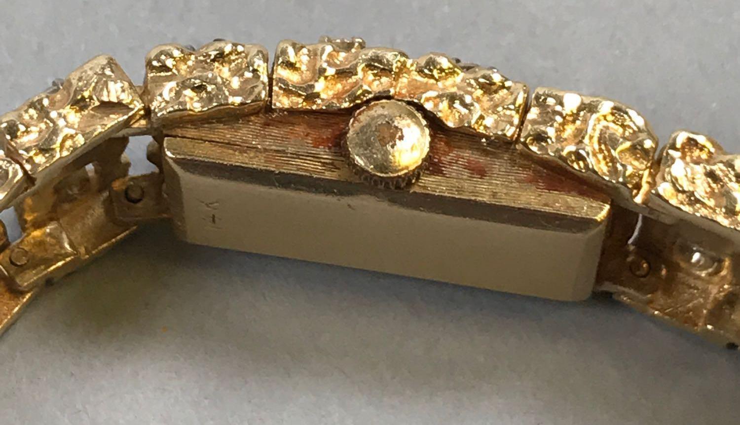 14k Gold and Diamond Hidden Face Watch (Not Working)