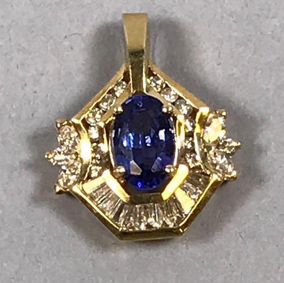 Tanzanite and Diamond Pendant in 14k Gold