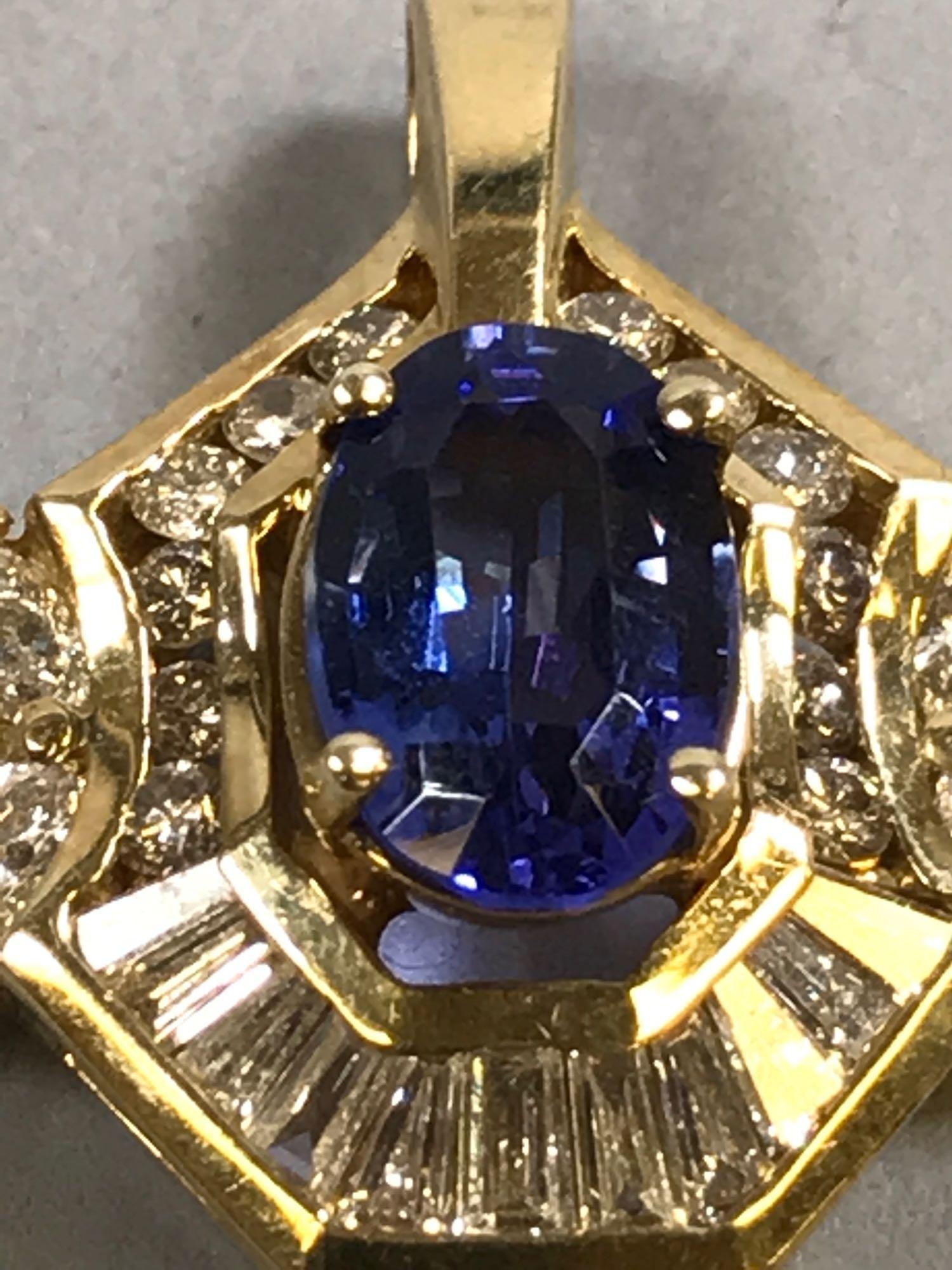 Tanzanite and Diamond Pendant in 14k Gold