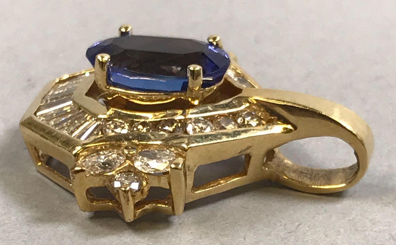 Tanzanite and Diamond Pendant in 14k Gold