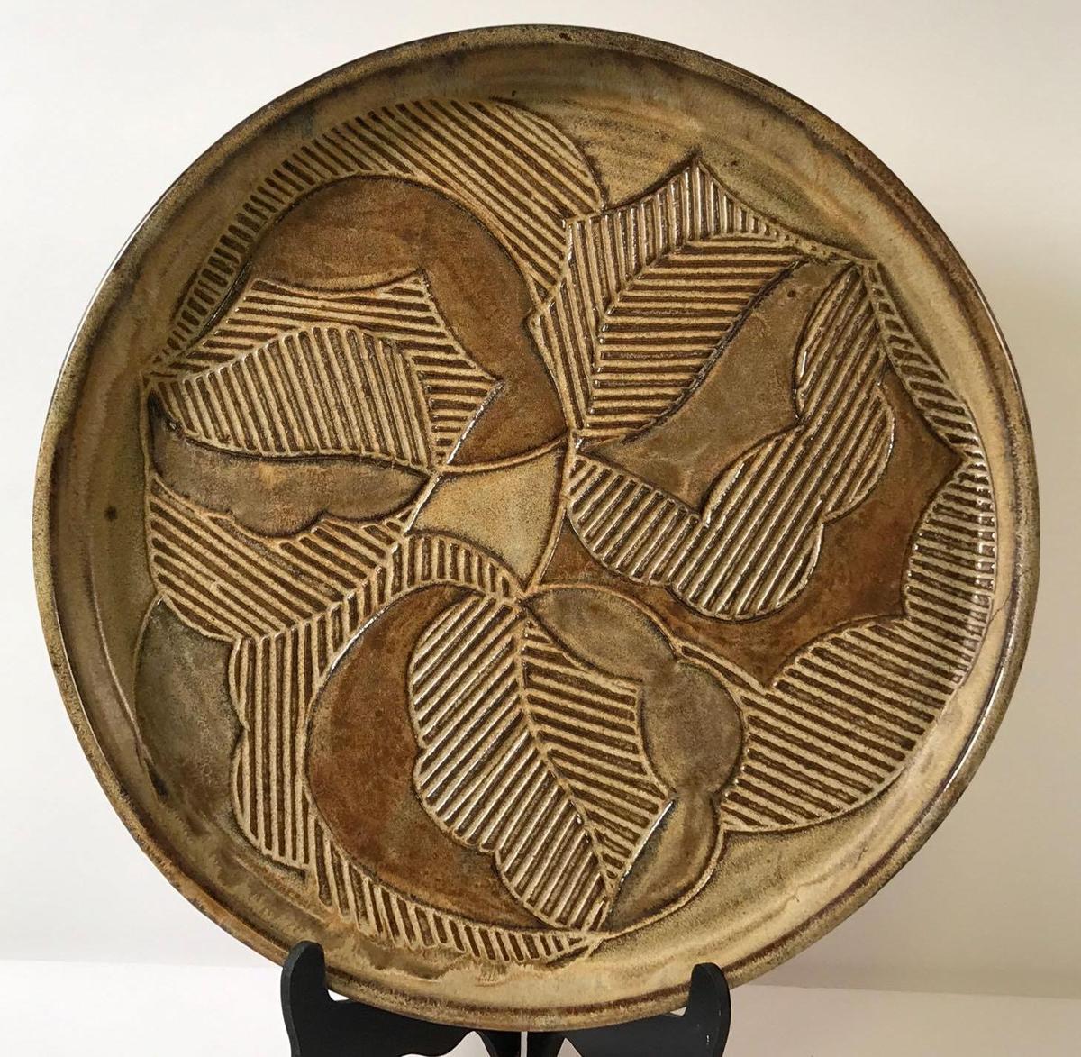 Modern Artisan Pottery Round Tray