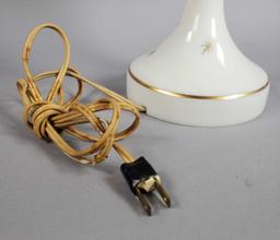 Milk Glass Lamp with Handpainted Gold Detailing (LPO)