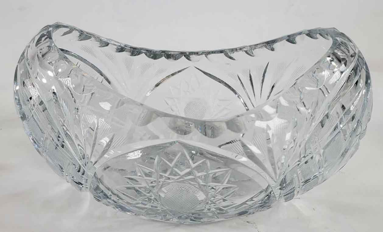 (3) Polish Cut Crystal Oval Dishes