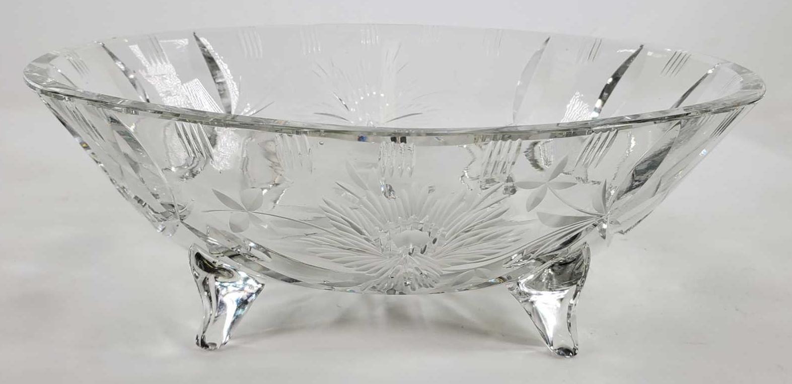 (3) Polish Cut Crystal Oval Dishes