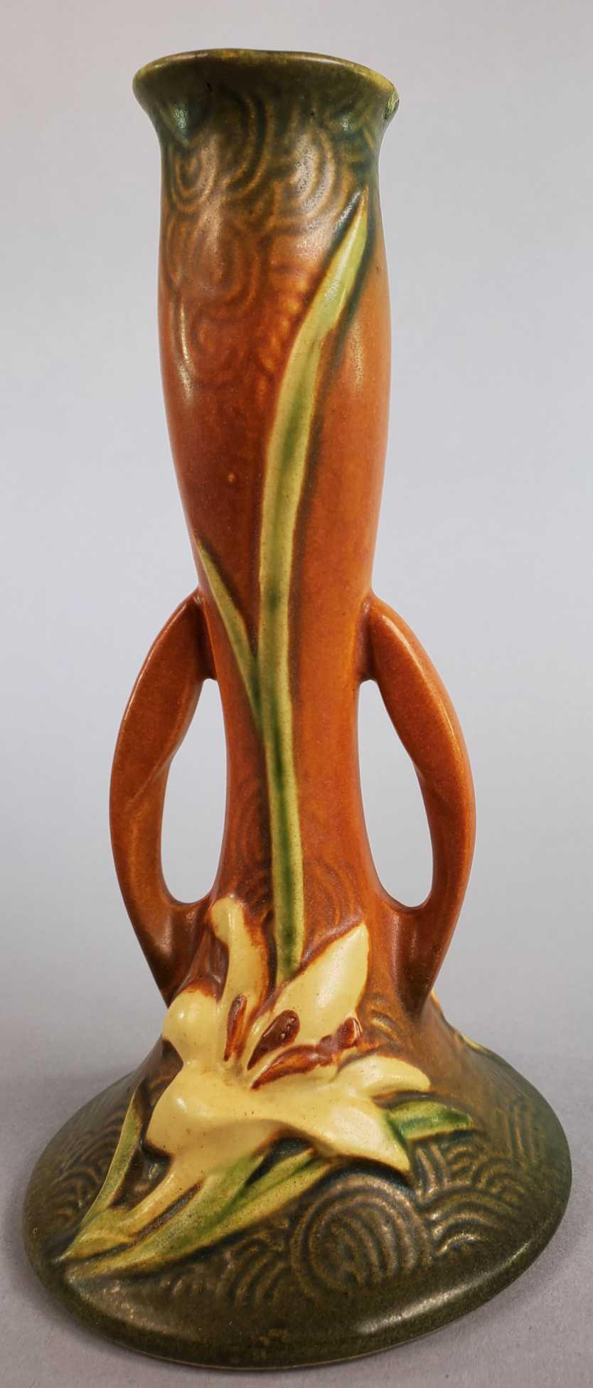 Roseville Brown Zephyr Lily Bud Vase 201-7"