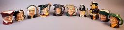 Royal Doulton Miniature Toby Mugs/Pitchers and Long John Silver Character Jug by Staffordshire