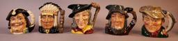 Royal Doulton Miniature Toby Mugs/Pitchers and Long John Silver Character Jug by Staffordshire