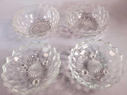 (3) Fostoria American Glass Fruit Bowls and (1) Clear Bowl