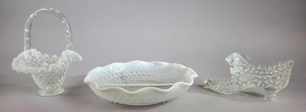 3-Fenton Hobnail Opalescent Pieces