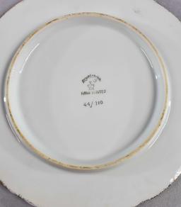 Assortment of Rose & Violet Motif Porcelain Plates, Pitcher, Cream & Sugar Set, and more
