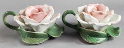 Pair Rose Candle Holders