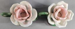 Pair Rose Candle Holders