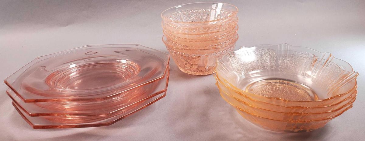 Assorted Pink Depression Glass Bowls