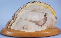 Pheasant Figurine and Carved Pheasant on Mushroom