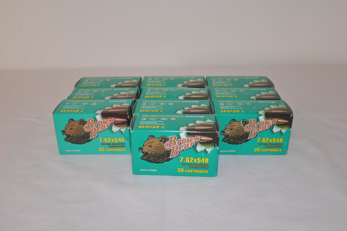 200rds Brown Bear 7.62x54R 185gr Bimetal FMJ Ammo