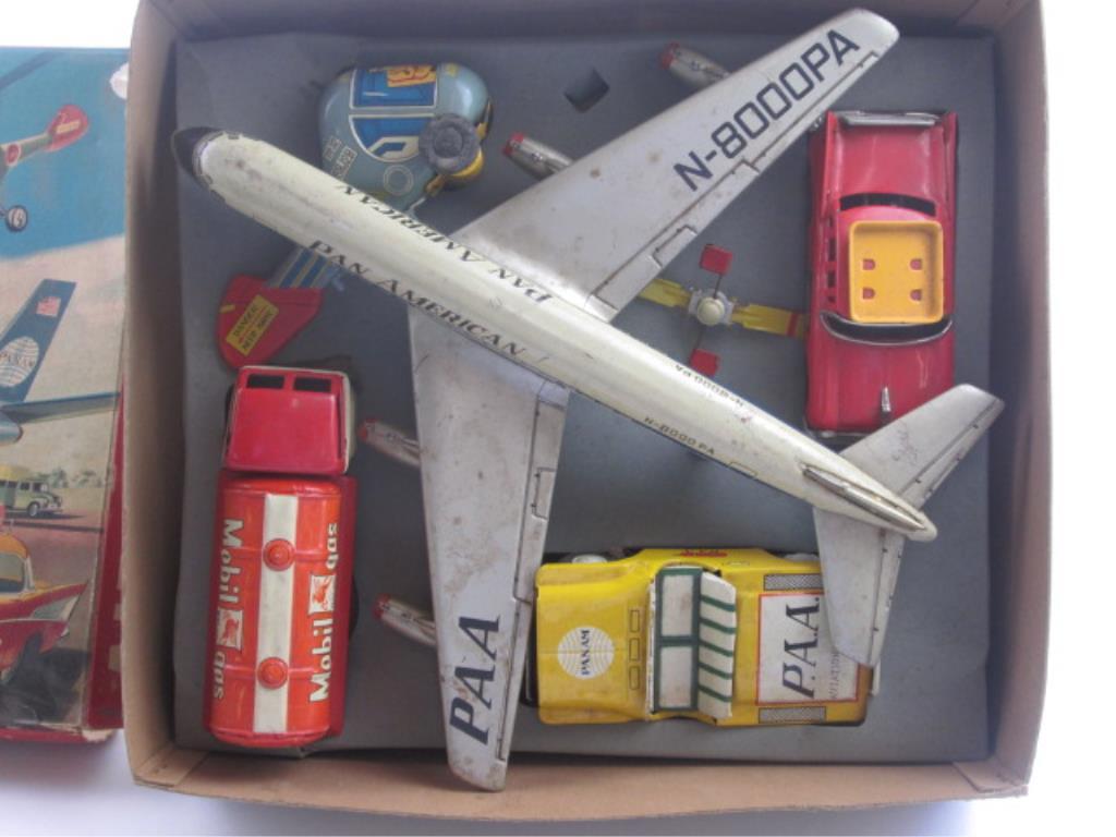 Vintage SK Toys Japan Tin Pan American Airport Set