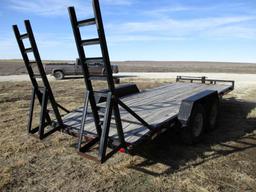 PJ Utility Flat Trailer 16ft W/2ft Dovetail, Ramps, Tandem 7,000lb Axles –