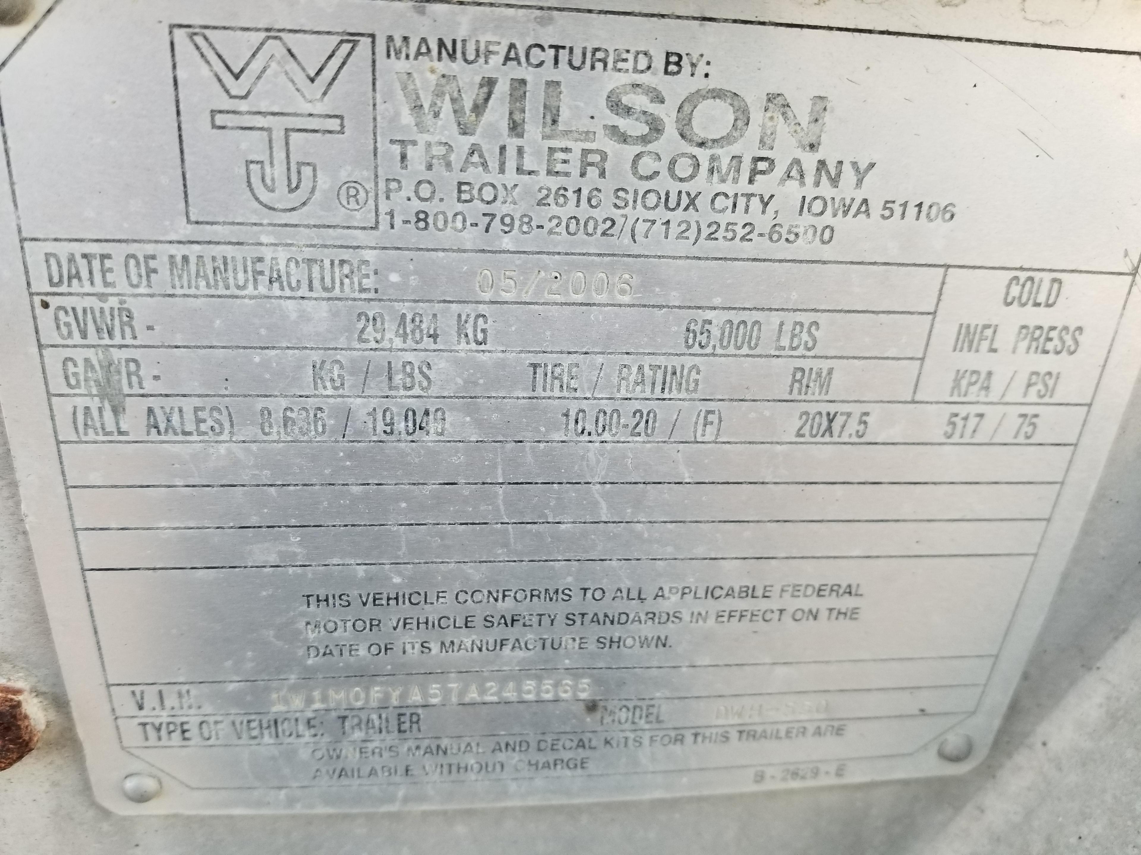 42 Ft.  Wilson 78 in High Side Grain Trailer, Rollover Tarp -