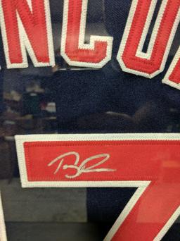 Terry Francona signed, matted, framed jersey cut silver sharpie 22x30 with 2 photos and short bio JS