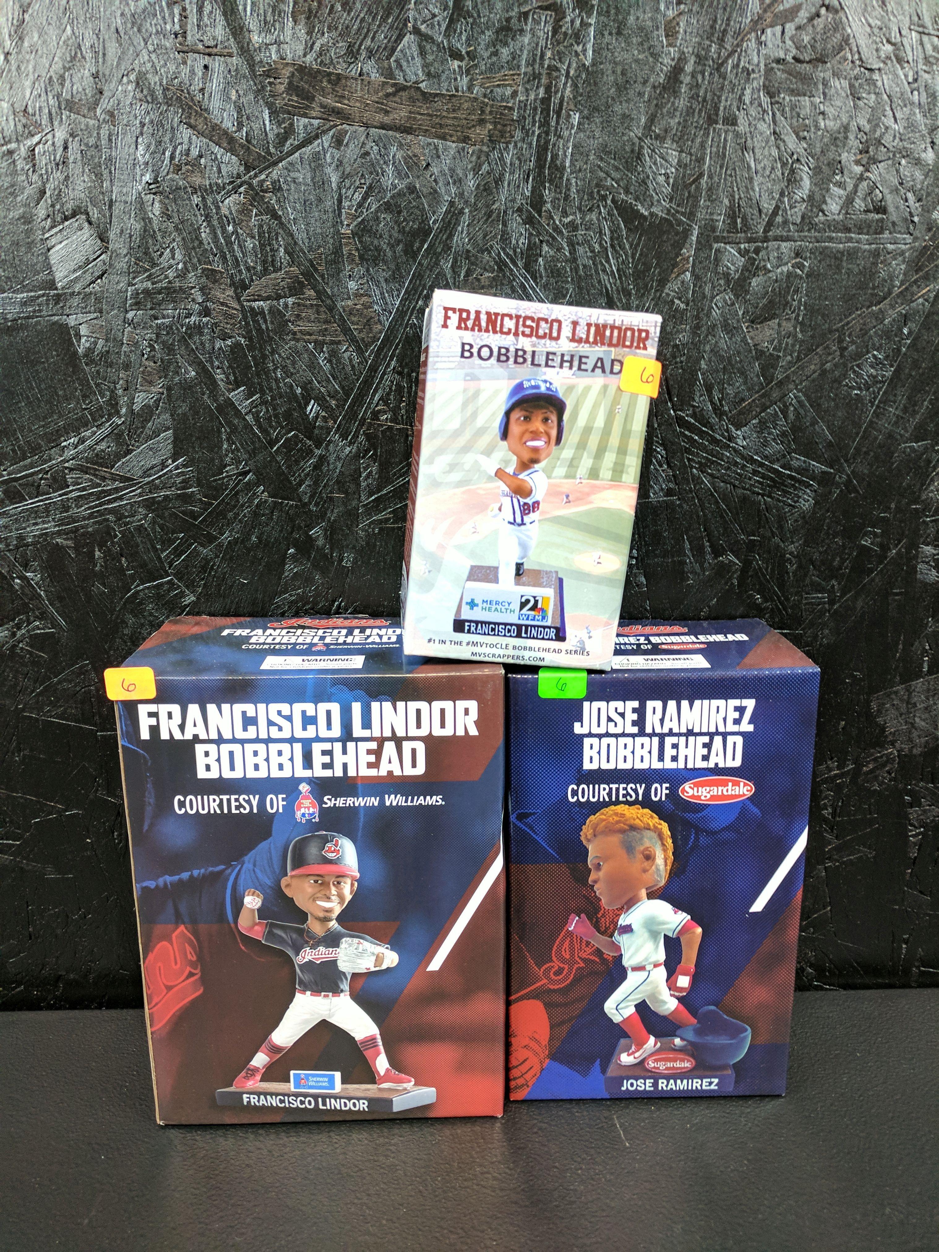 Indians rare bobblehead group jose ramirez 2 unique Francisco Lindor bobbles