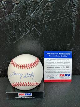 Larry Doby signed MLB baseball blue ink sweet spot PSA DNA cert