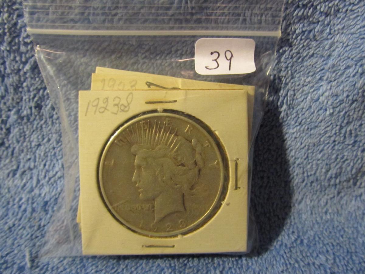 1922,22D,22S,23,23S, PEACE DOLLARS (5-COINS)