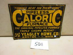 CALORIC FURNACE SIGN S.S.T. SCIOTA SIGN CO. 14''X20'' EMBOSSED