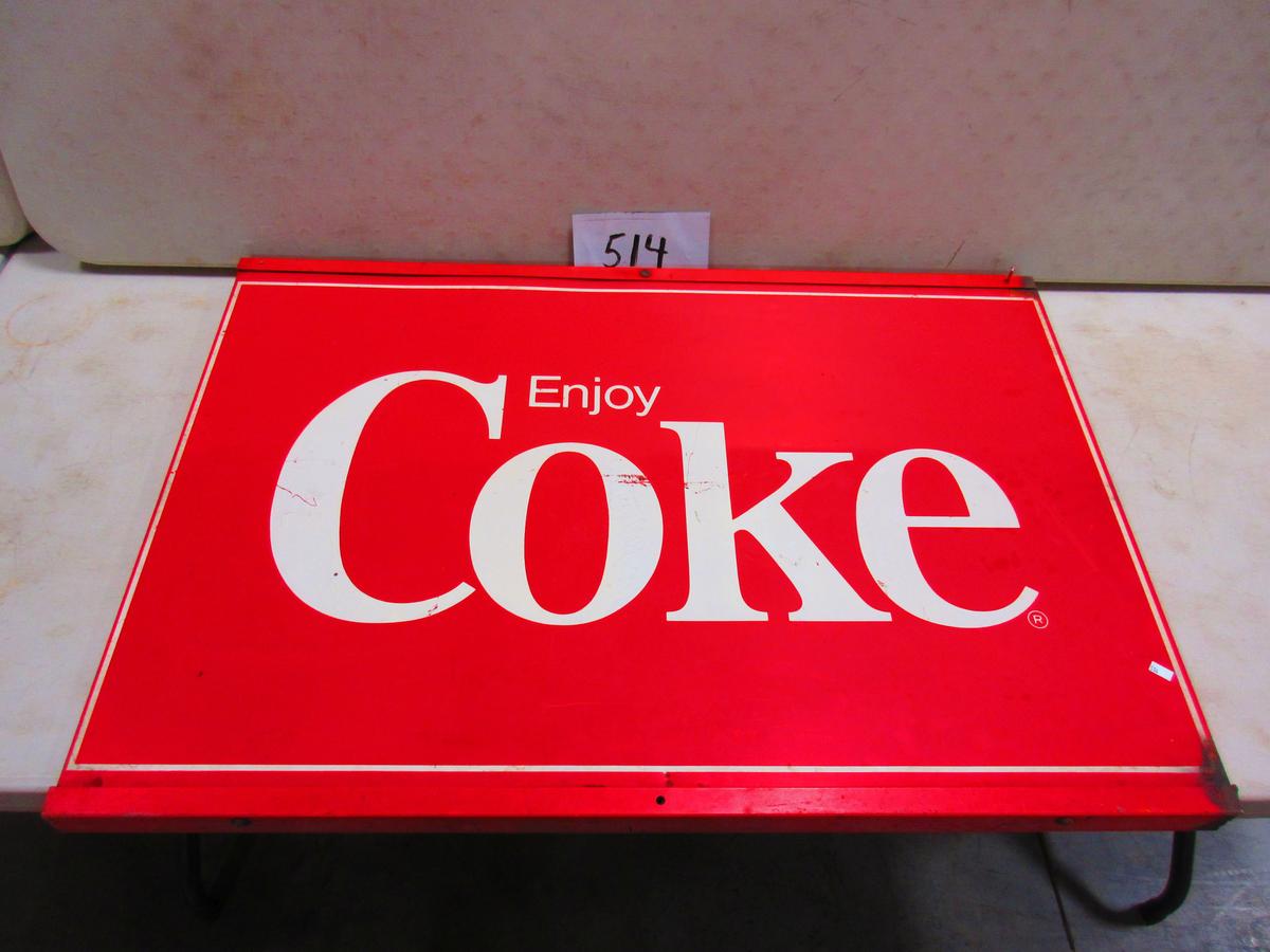 COKE  SIGN S.S.METAL 26''X39'' SELF FRAMED DISPLAY RACK SIGN