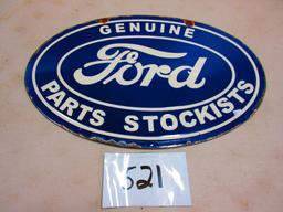 GENUINE FORD PARTS DEALER SIGN D.S.P. OVAL 16''X24'' GREAT PIECE NICE SIZE AGE UNKNOWN