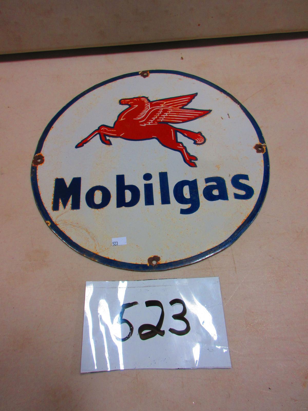 MOBILGAS  ROUND 15'' SIGN S.S.P. GOOD PIECE WITH PEGASUS