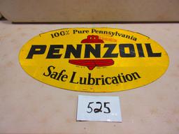 PENNZOIL SIGN D. S. HEAVY METAL 18'' X31'' MARKED A.M. 59 ROUGH ALONG TOP EDGE