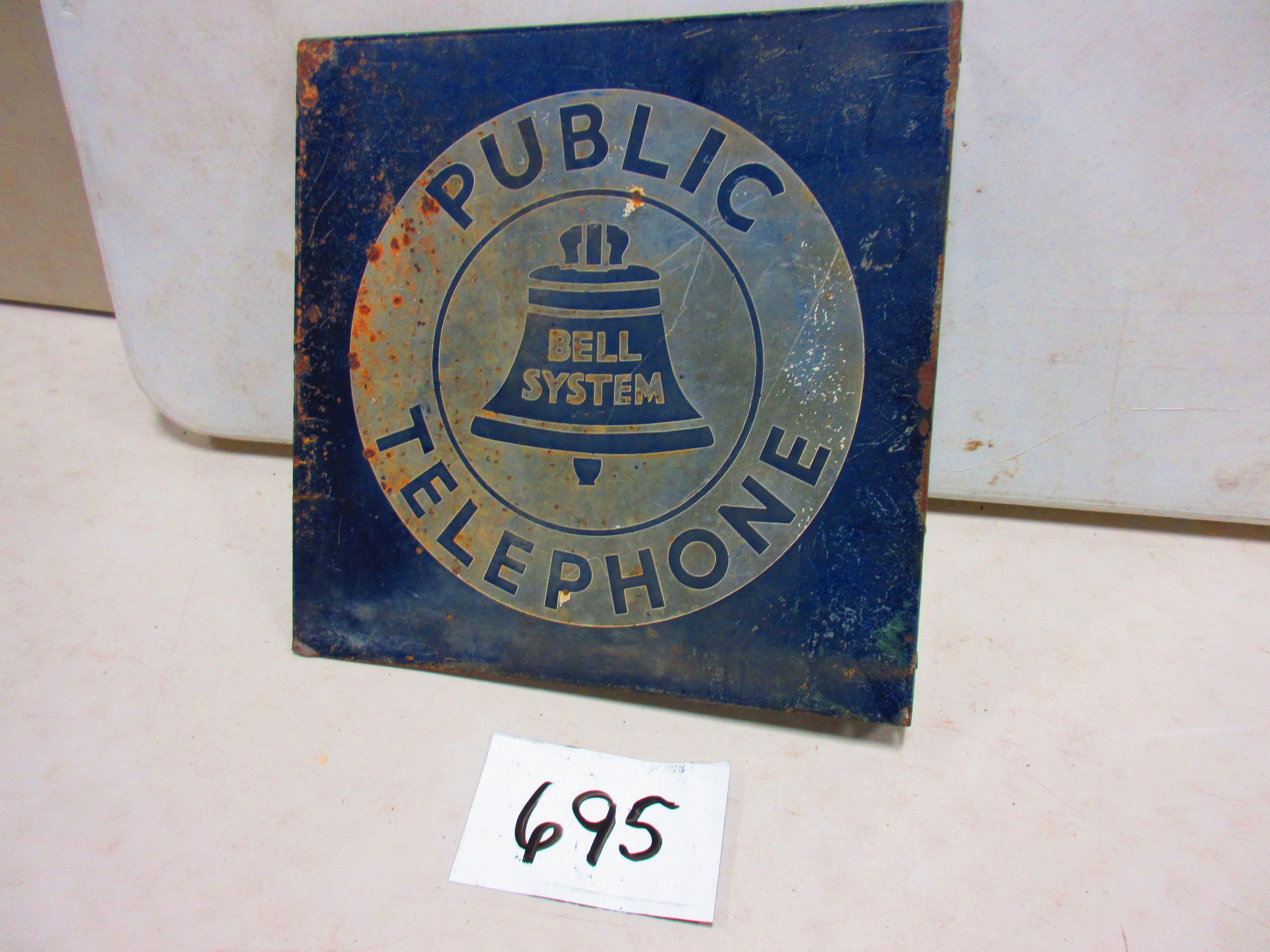 BELL SYSTEMS TELEPHONE SIGN D.S.P. FLANGE 18''X18'' FADED