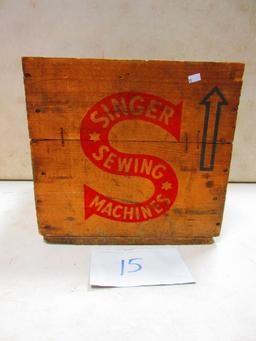 SINGER SEWING MACHINE WOODEN SHIPPING BOX RARE