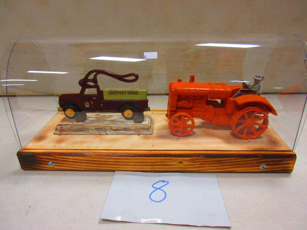 CAST IRON ALLIS TRACTOR & NUT CRACKER TRUCK IN CASE