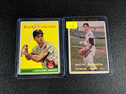 Rocky Colavito Rookie card and 58 Topps card. VG, both one bid