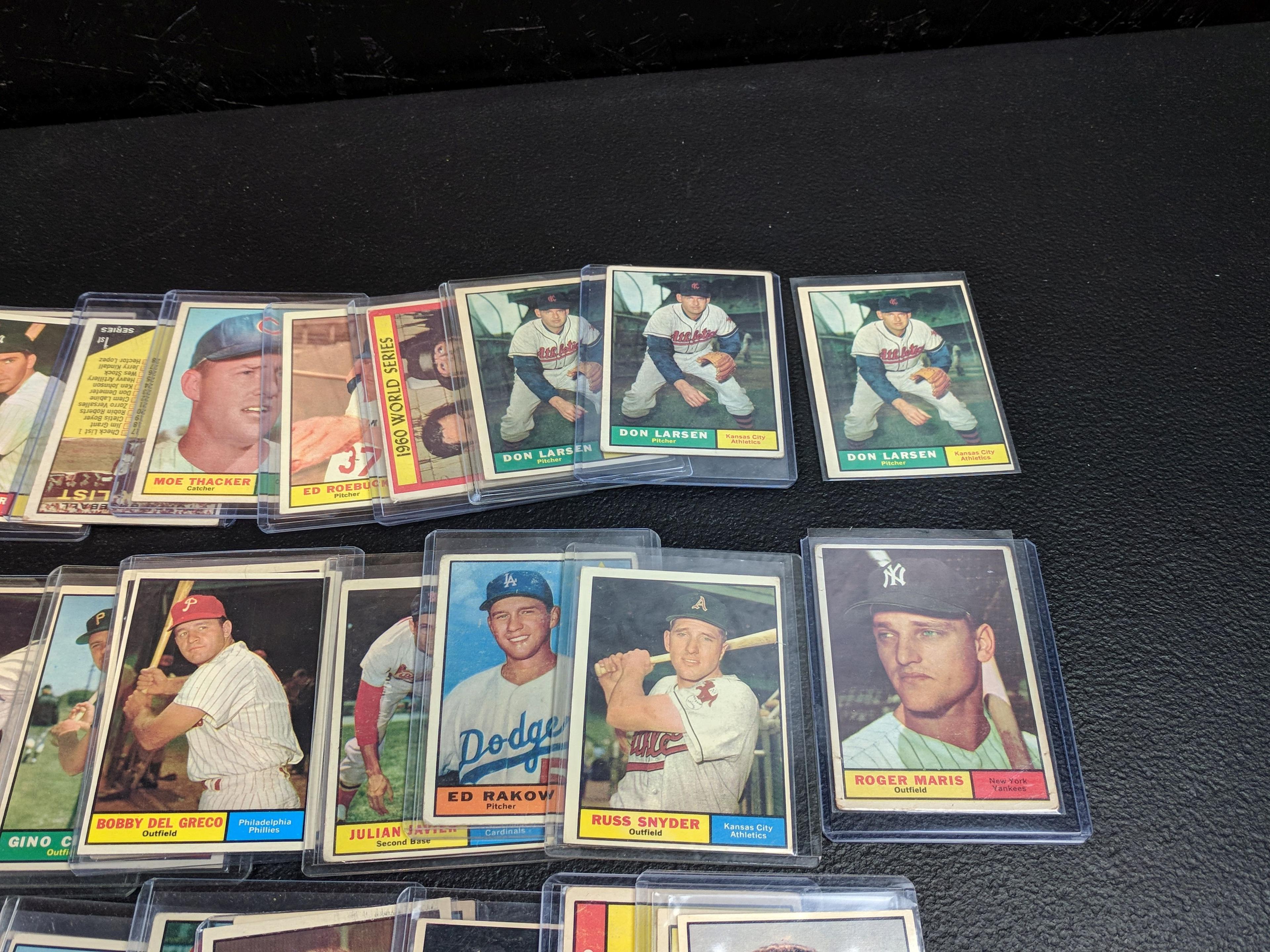 61 Topps: 74 cards all sleeved, Fair to VG plus, all one bid