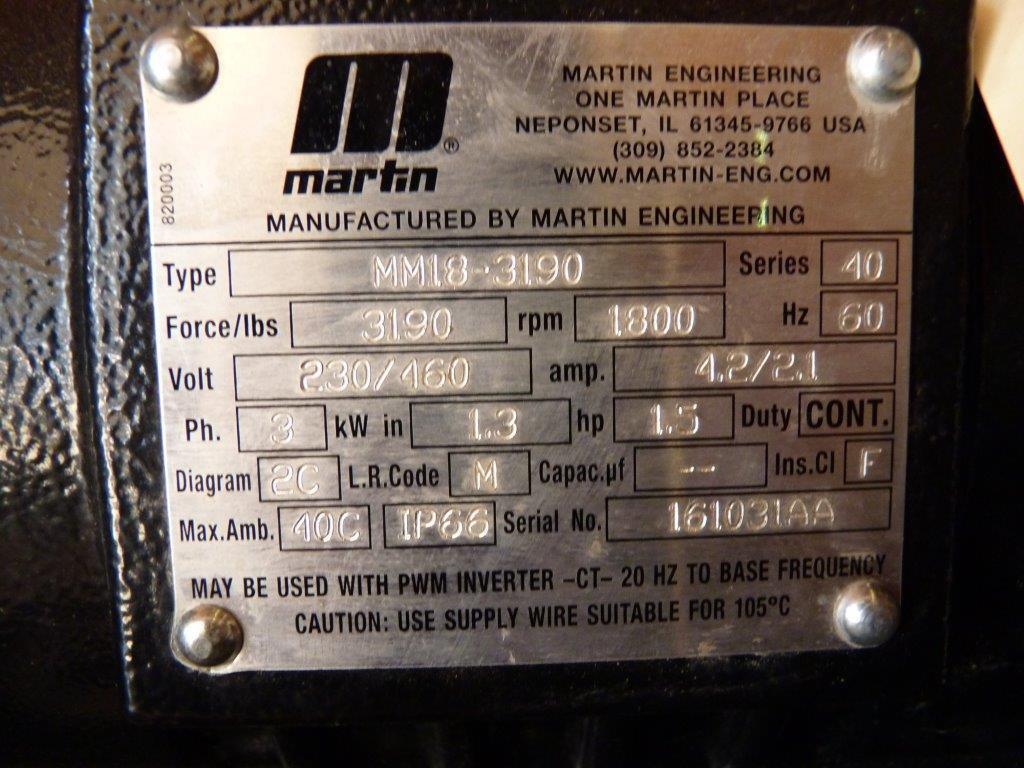 MARTIN? MM18-3190 Series 40. Three Phase 1800-RPM Rotary Electric Vibrator