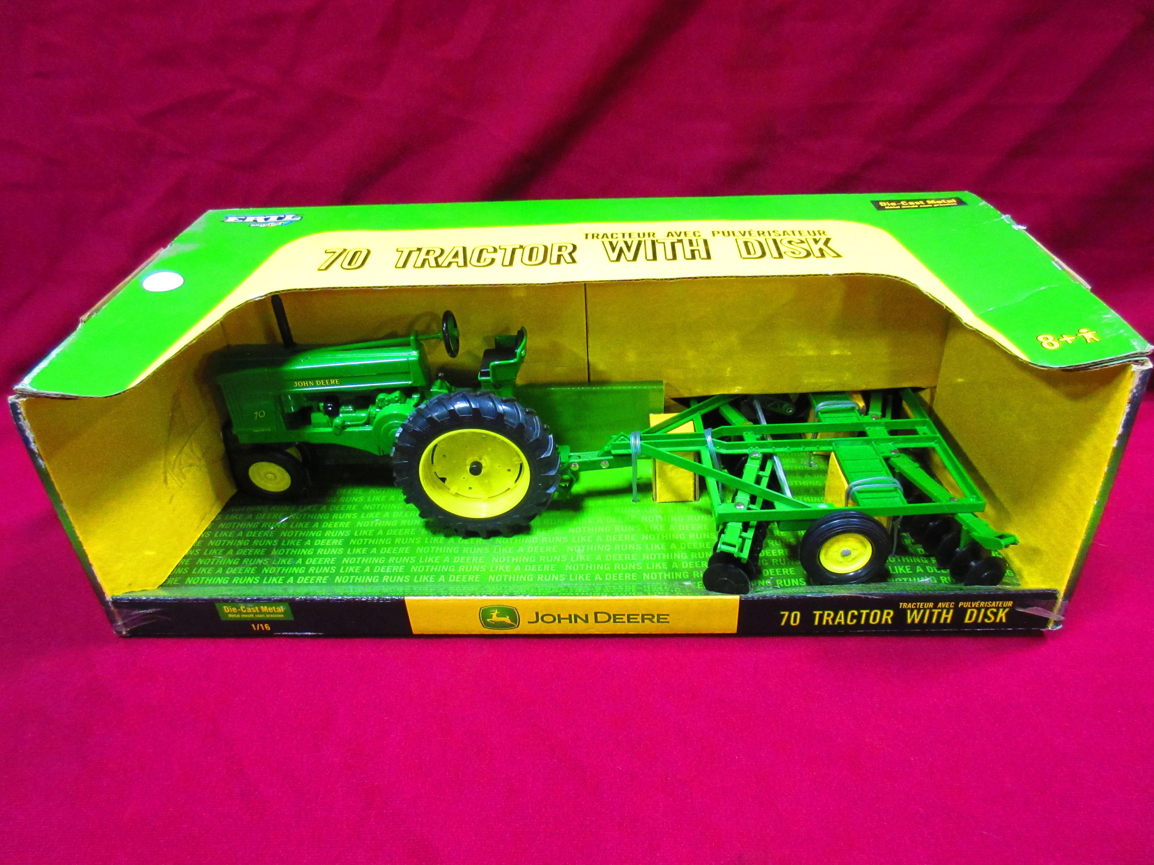 ERTL 1/16 SCALE JOHN DEERE 70 TRACTOR WITH DISK N.I.B.