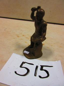 BRASS BLACKSMITH FIGURE 6 1/2'' TALL SOLID BRASS GREAT PIECE