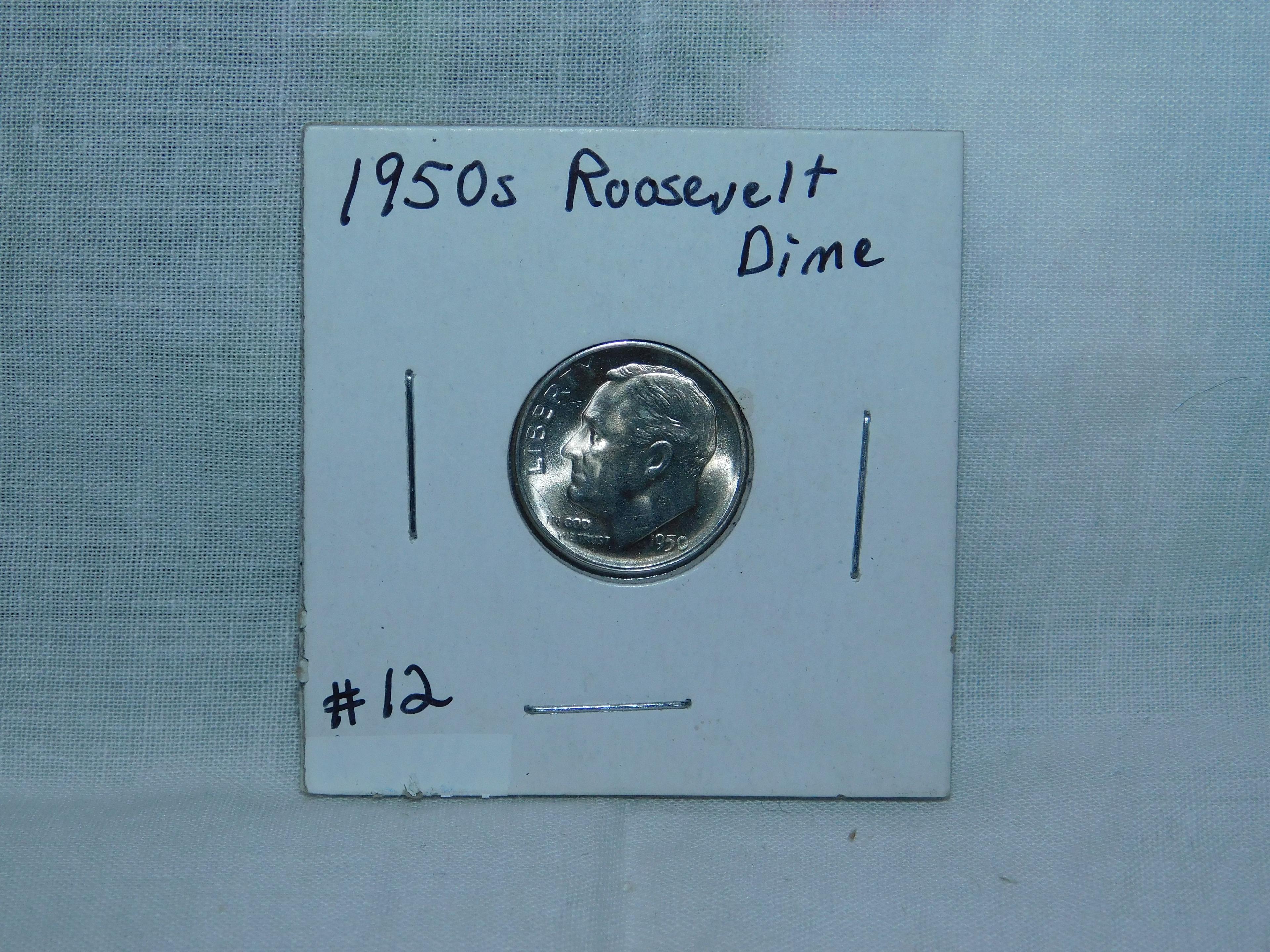1950S ROOSEVELT DIME (A KEY DATE) BU