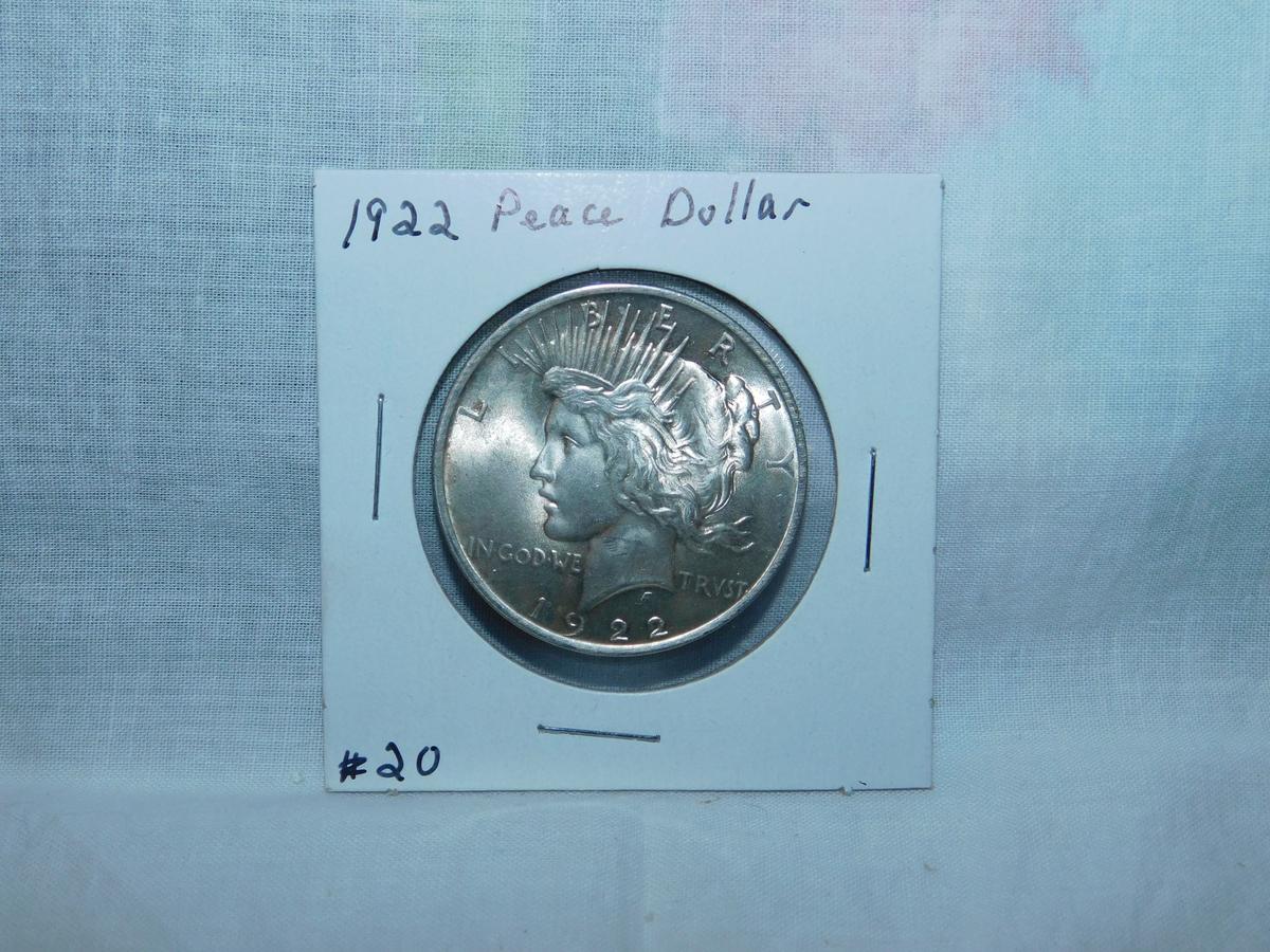 1922 PEACE DOLLAR BU