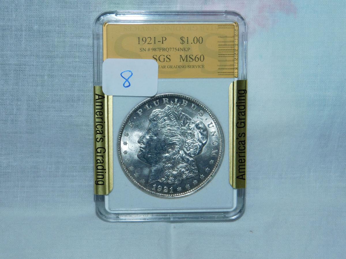 1921 MORGAN DOLLAR IN SGS HOLDER