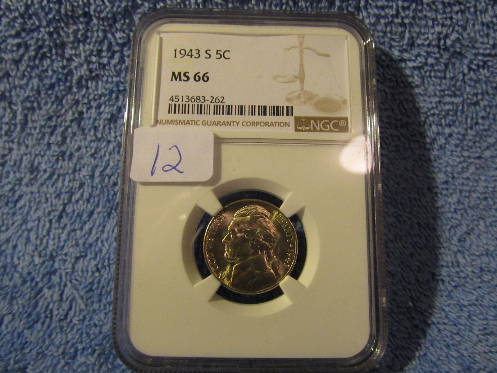 1943S JEFFERSON WAR NICKEL NGC MS66