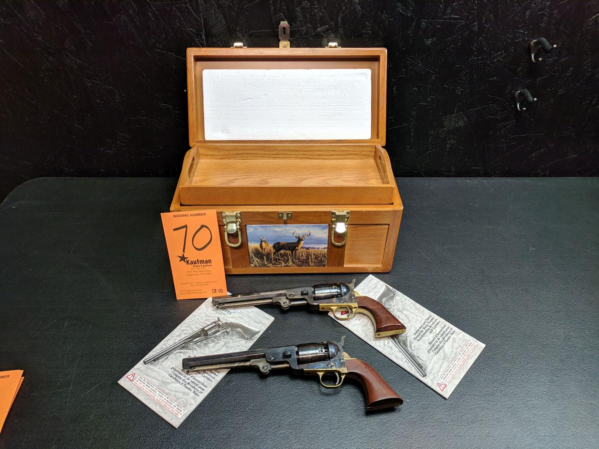(2) F. LLI PIETTA .44 Cal. Black Powder Revolvers - w/ Wooden Case