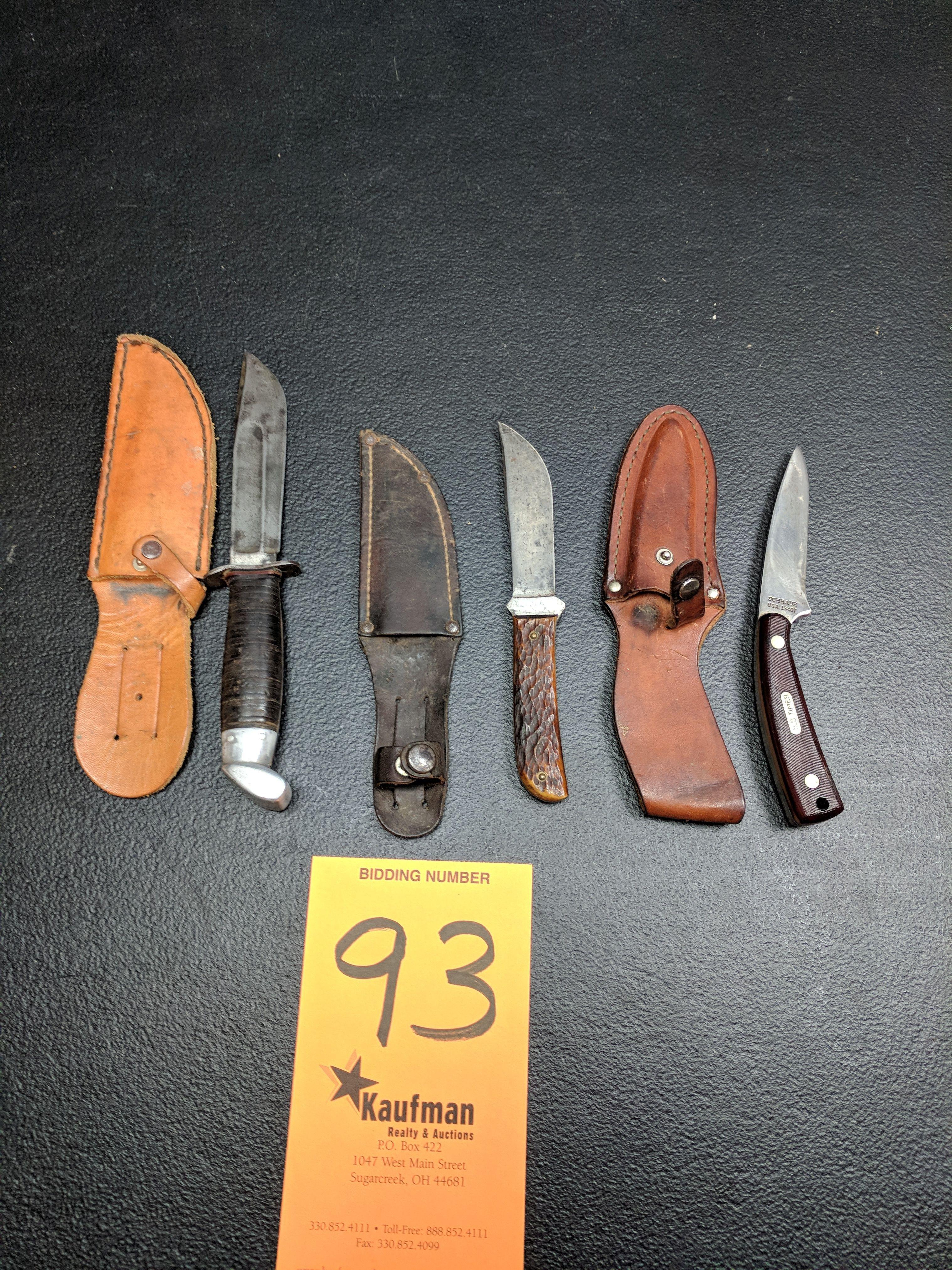 (2) Western Straight Blade Knives & (1) Old Timer Schrade Knife